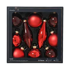 ნაძვის ხის სათამაშოები Baubles glass christmas red 6 cm 10 pcs
