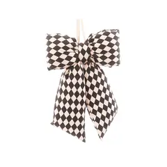 დეკორაცია ბაფთა შავი/სპილოს ძვლისფერი 24-29 სმ