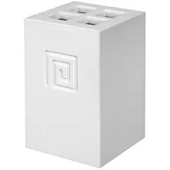 ჭიქა კბილის ჯაგრისებისთვის Bisk MEANDER TOOTHBRUSH HOLDER WHITE