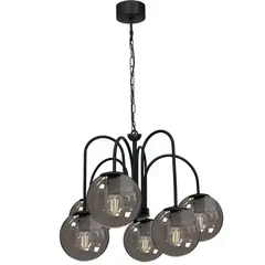 Chandelier Luminex 6 Cambridge metal black smoked glass 3697