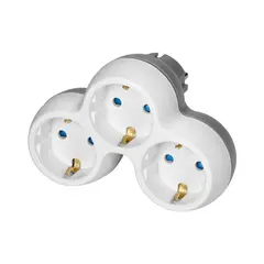 Разветвитель ORNO Schuko 3 з/к белый серый