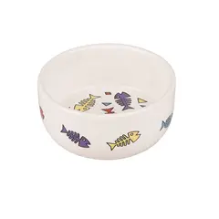 კატის საკვების თასი კერამიკის Flamingo S 11,5x11,5x5,3სმ 325მლ მრგვალი თეთრი