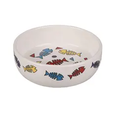 კატის საკვების თასი კერამიკის Flamingo M 13,5x13,5x4სმ 375მლ მრგვალი თეთრი