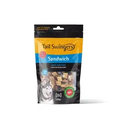 ძაღლის სასუსნავი Pet Interest Tailswingers Sandwich Small Bites იხვი და თევზი 100 გ
