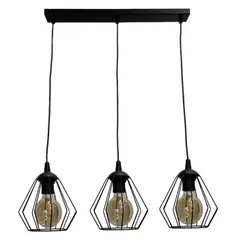 საკიდი LUMINEX Leti 3 E27 ლითონი შავი რომბი 223