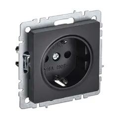 როზეტი IEK BRITE 1 დამიწებით 16A PC11-1-0-BrB შავი