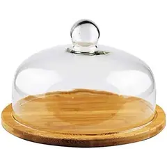Деревянная тарелка для торта со стеклянной крышкой MG-1534