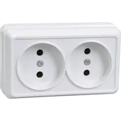 Розетка наружная без заземления IEK РС22-2-ОБ 2 местная белая