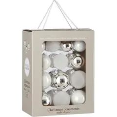 საახალწლო მორთულობა მინის ბურთი თეთრი 7 სმ 26 ც