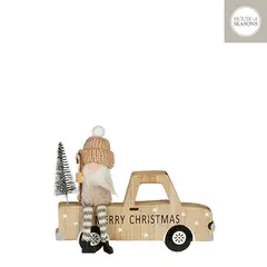 საახალწლო დეკორაცია სატვირთო მანქანა ჯუჯა ყავისფერი FSC 100% 20x15x4 სმ