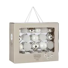 ნაძვის ხის ბურთი მინის 42ც თეთრი