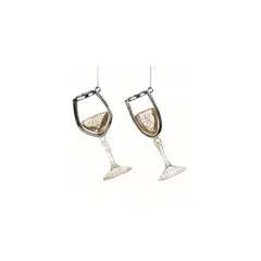 მორთულობა საახალწლო შამპანური ბოკალი CHAMPAGNE WINE GLASS ORN ASS 2 CLR GLD 11.5sm