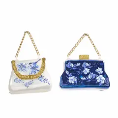 მორთულობა საახალწლო საფულე GLSS DELFT PURSE BAG ORN ASS 2 BLU WH GLD 9სმ