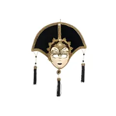 საახალწლო დეკორაცია FABR ART DECO TASSEL DISPLAY MASK ORN BLK CRM 25სმ