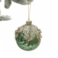 საახალწლო დეკორაცია "ბურთი" 12/96-8cm Glass light blue w/gold strass ball