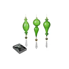 მორთულობა საახალწლო GLSS DANGL CRYST FIN ORN BOX 3 GRN 22სმ