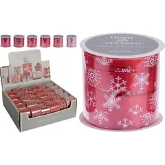 საახალწლო მორთულობა ლენტი 1x500 სმ წითელი თეთრი