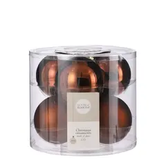 საახალწლო სათამაშო ბურთი მინის ყავისფერი 8სმ-6ც