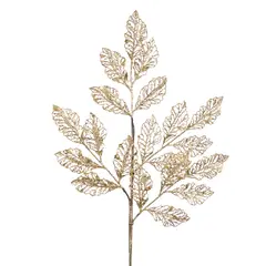 საახალწლო დეკორაცია METALL PEARL OPEN LEAF STEM GLD 67სმ