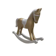 საახალწლო დეკორაცია ცხენი ხის 22 სმ ოქროსფერი