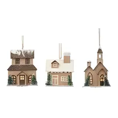 მორთულობა საახალწლო სახლი LED L PAP HOUSE ORN ASS 3 BRWN 13.5სმ