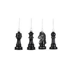 მორთულობა საახალწლო ჭადრაკი GLSS CHESS PC ORN ASS 4 BLK 10სმ