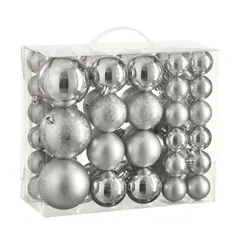 საახალწლო სათამაშო ბურთი ვერცხლისფერი 4,6,8 სმ 46 ც