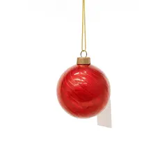 საახალწლო დეკორაცია "ბურთი" 12/96-8cm Glass red bal w/red glitter inside