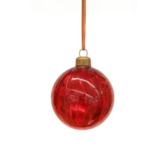 საახალწლო დეკორაცია "ბურთი" 12/48-10cm Glass red shiny ball