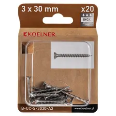 სჭვალი უნივერსალური Koelner 3x30 უჟანგავი ფოლადი 20 ც B-UC-S-3030-A2
