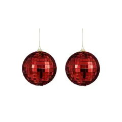 საახალწლო სათამაშო სარკისებრი ბურთი წითელი 10 სმ 2 ც