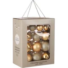 საახალწლო მორთულობა მინის ბურთი ოქროსფერი 7 სმ 26 ც