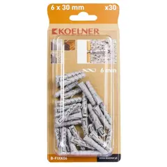 დიუბელი Koelner 30 ც B-FIXK06 6x30mm ბლისტი
