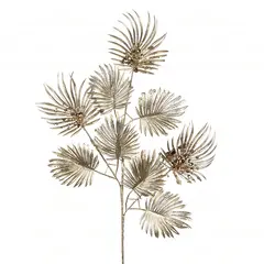 საახალწლო დეკორაცია METALL SEQ FAN LEAF STEM CHAMP SLV 78სმ