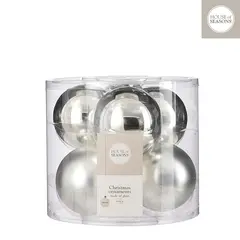 საახალწლო სათამაშო ბურთი მინის ვერცხლისფერი 8 სმ-6ც