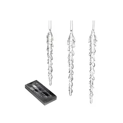 მორთულობა საახალწლო მინის ლოლო GLSS MELT ICICLE ORN BOX 3 WH CLR 17.5სმ