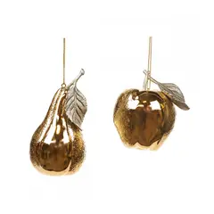 მორთულობა საახალწლო ვაშლი მსხალი METALL APPLE PEAR ORN ASS 2 GLD 11სმ