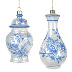 საახალწლო მორთულობა ლარნაკი GLSS FLOWER VASE ORN ASS/2 WH/BLU 12,5 სმ