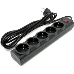 Удлинитель DEFENDER ES3 5 пятиместный с заземлением 3 м черный