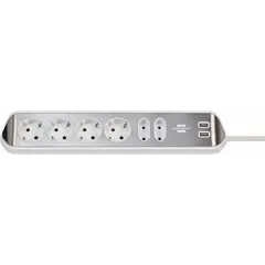 Удлинитель уголовой 6 Brennenstuhl 2м 2 USB серебро белый