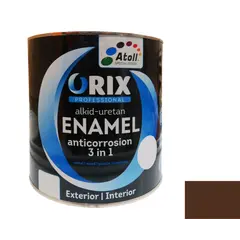 Эмаль антикоррозийная Atoll Orix Color 3 in 1, 0.7 л коричневая RAL 8017