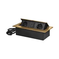 Удлинитель настольная ORNO 2 1.5м Schuko USB-A C золотой