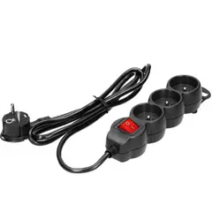 Удлинитель VIRONE 3 5м 3 1.5мм² Schuko выключатель черный