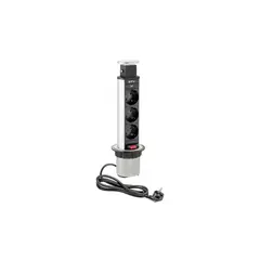 მაგიდაში სამონტაჟო როზეტი დამაგრძელებლით GTV 3 1.5მ ვერცხლისფერი 3X მრგვალი  60mm