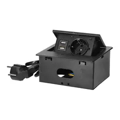 Удлинитель настольная ORNO 1 1.5м Schuko 2 USB-A черный