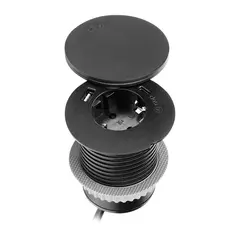 დამაგრძელებელი მაგიდის ORNO 1 1.5მ Schuko USB-A C Ø60 შავი