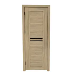 კარის ბლოკი Fly Doors PVC BARN B06 ევროპული მუხა 36x800x2150 მმ შუშა შავი