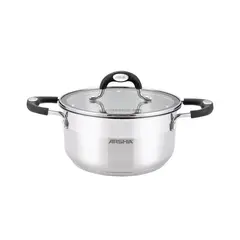 Metal pot with glass and metal lid Arshia SS478-3082 28x14cm