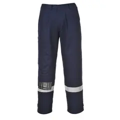 Flame-resistant work trousers with reflective strips FR26NAR blue L