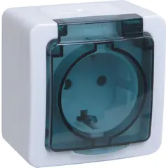 Розетка наружная с заземлением IEK РСб20-3-ГПБд IP54 1 местная
